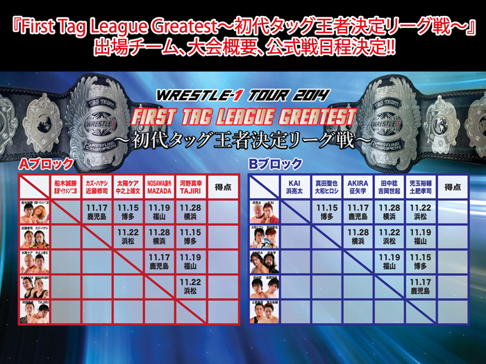 『First Tag League Greatest～初代タッグ王者決定リーグ戦～』出場チーム、大会概要、公式戦日程決定!!