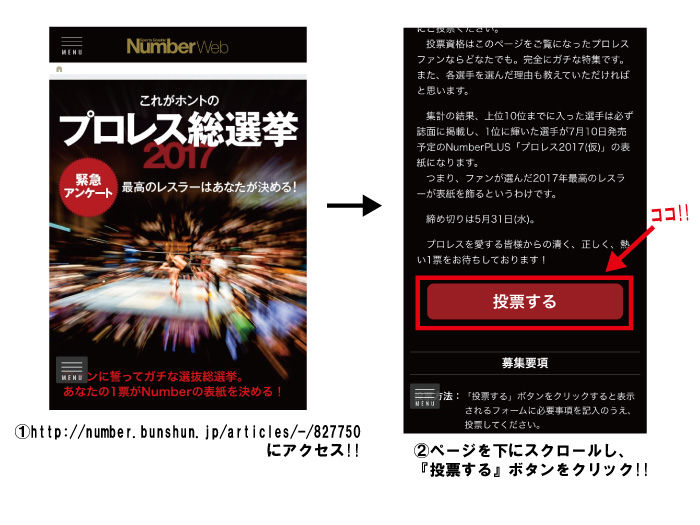 「Number プロレス総選挙」の投票方法を現在9位の黒潮“イケメン”二郎が勝手に解説！